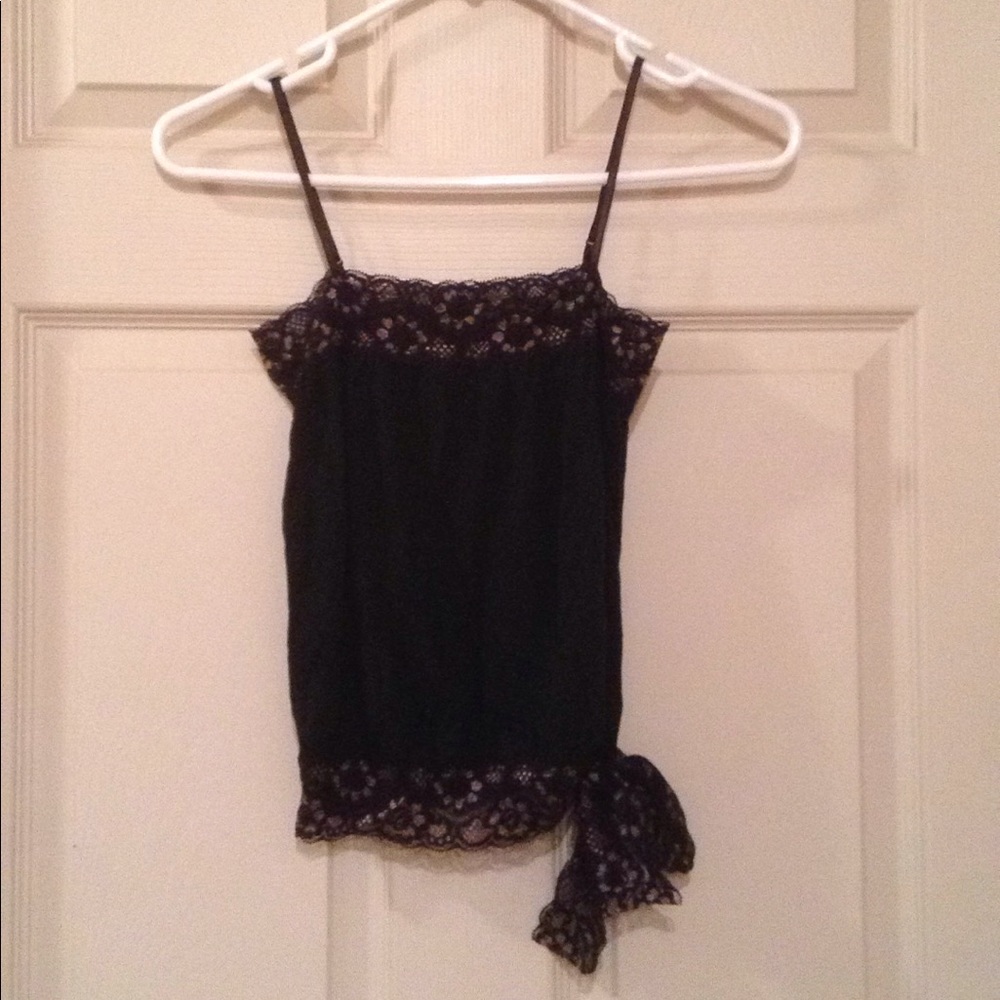 Black & Light Pink Cami/Tank Top w/ Lace Trim